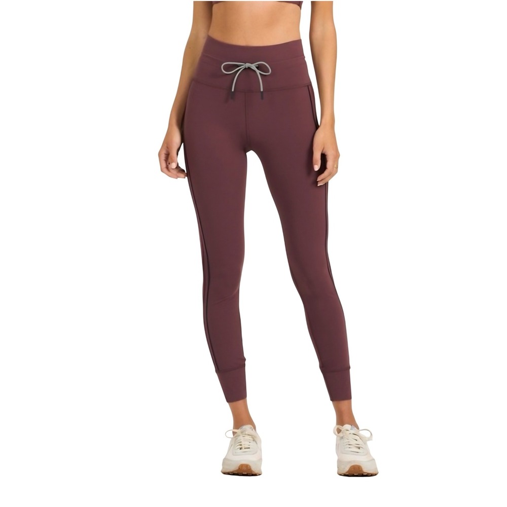 Vuori Daily Legging Dark Berry High Rise Drawstring Stripe Cuffed Yoga Pants XXS